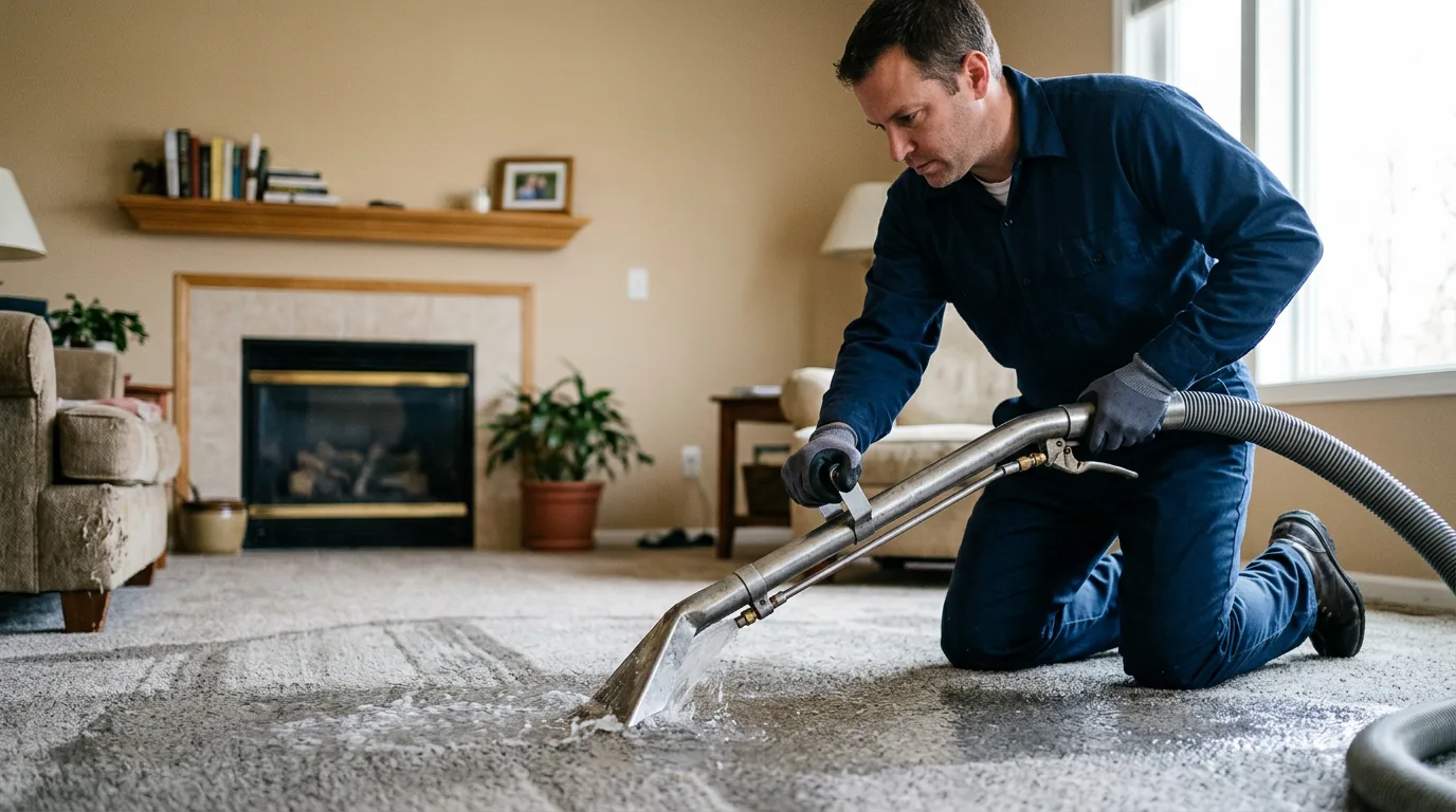 Water damage restoration technician working near Clute, TX
